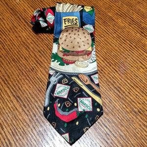 Tabasco Hot Sauce Hamburger Themed Men's Tie